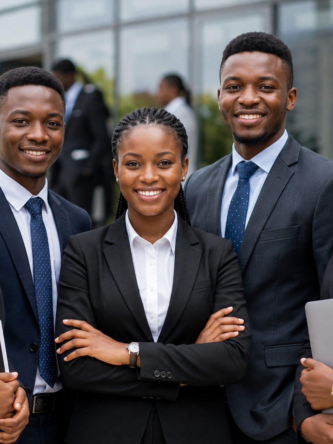 Étudiants en tenue professionnelle